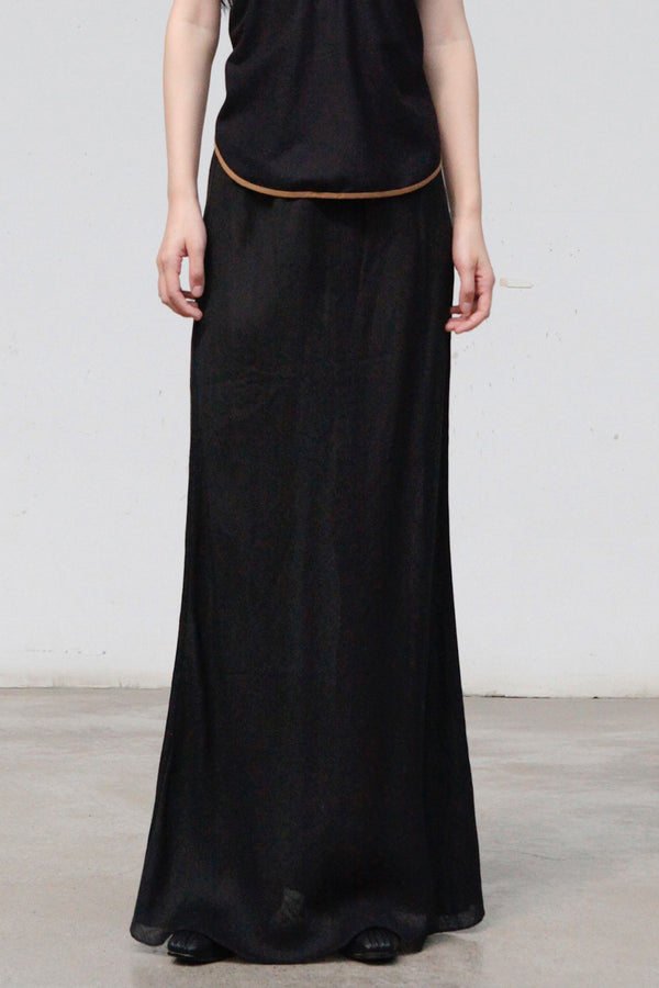 BASERANGE Linen Skirt Portugal BAS-SKDY-SL-000-HEI Black